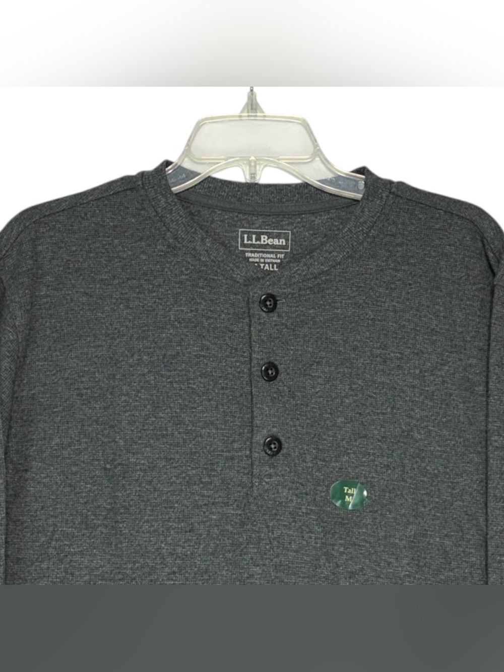 L.L. Bean Henley Shirt Mens Medium TALL Cotton Knit Long Sleeve Traditional Fit